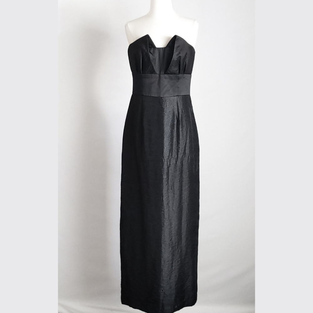 Badgley Mischka Satin Crinkle Strapless Formal Dress